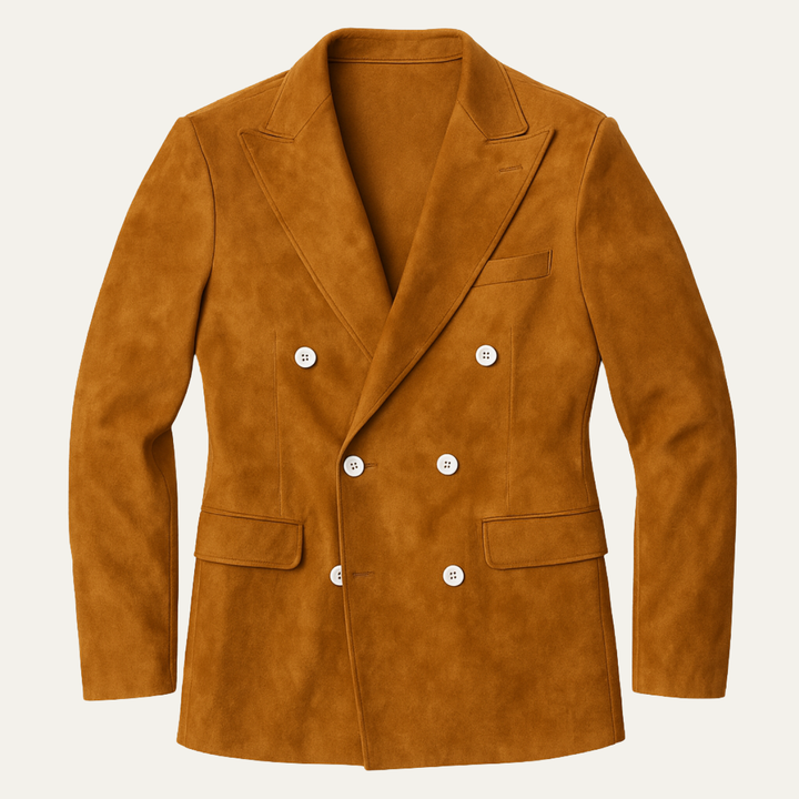 Freja Andersen | Herre dobbeltknappet ruskind stilren afslappet blazer