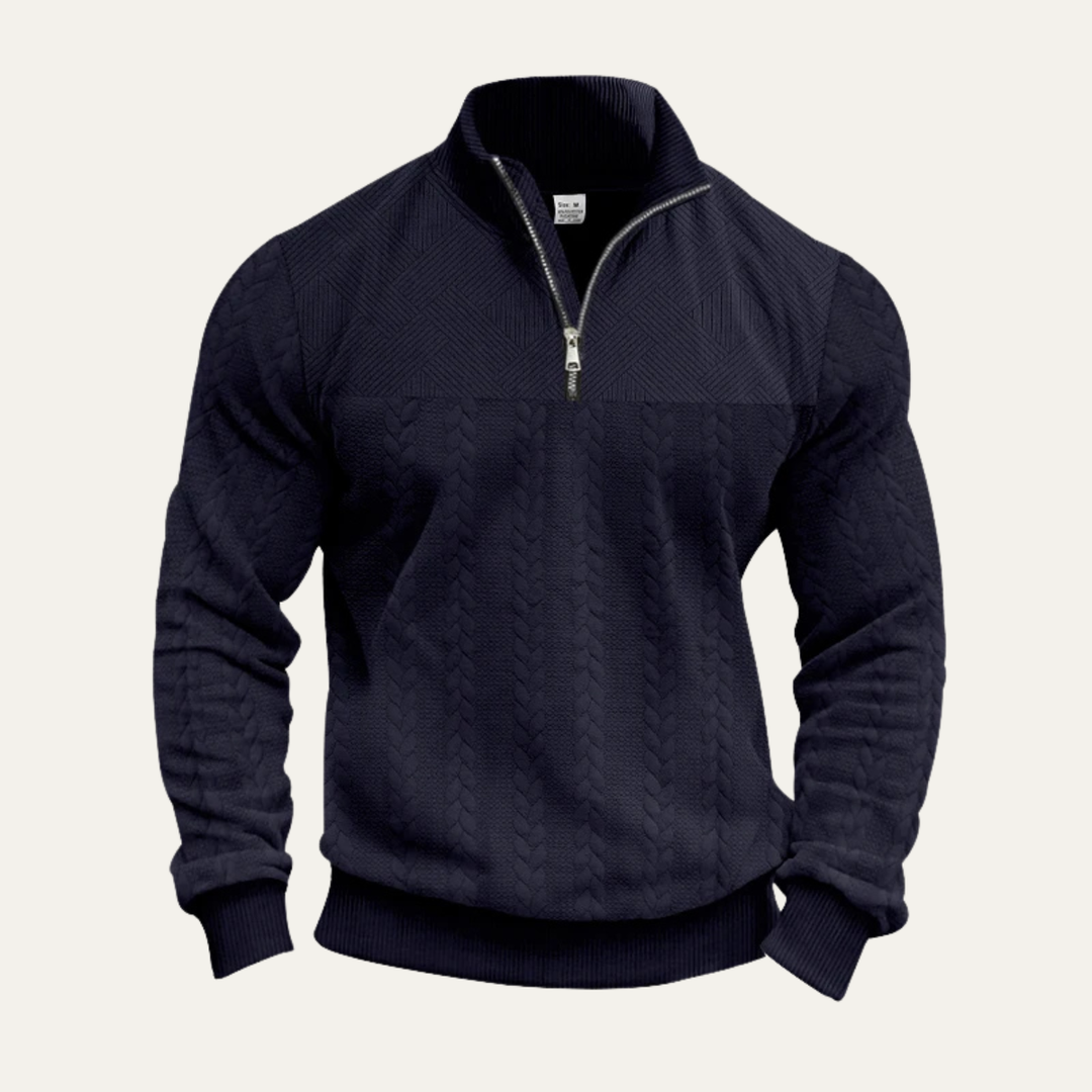 Willowridge | Herre varm Jacquard Pattern halv lynlås strik trøje