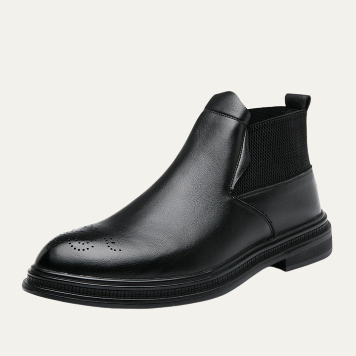 Freja Andersen | Herre læder Brogue Detail stilren afslappet Ankle støvler