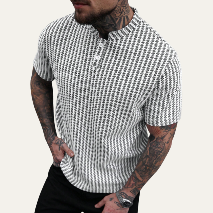 Freja Andersen | Herre afslappet tekstureret sommer poloshirt
