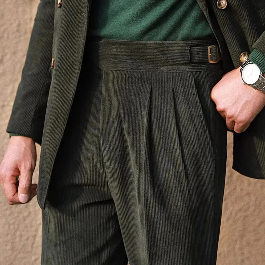 Oakwood | Herre High Waisted Plated fløjl bukser med Side Adjusters