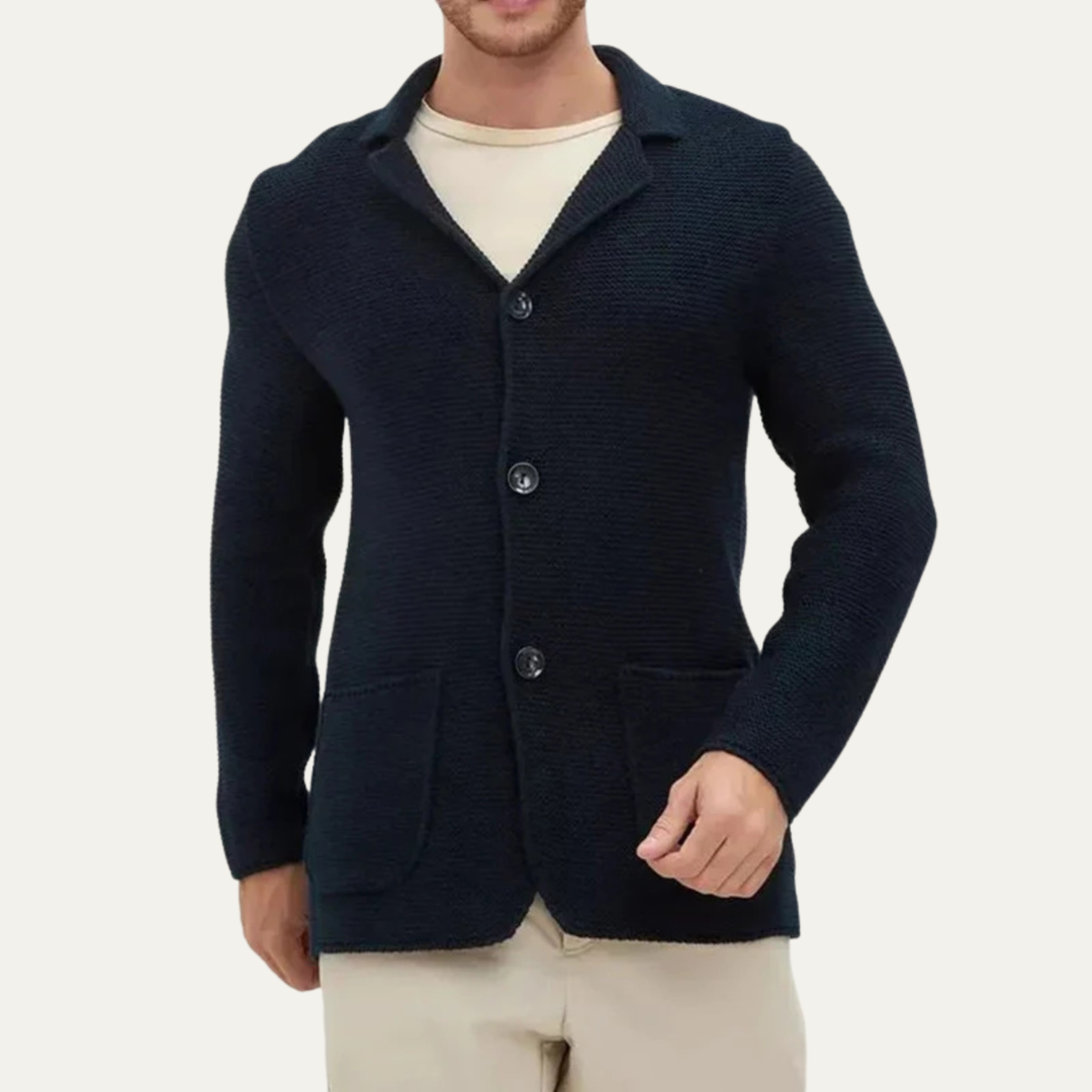 Freja Andersen | Herre strikket knap Down blazer cardigan
