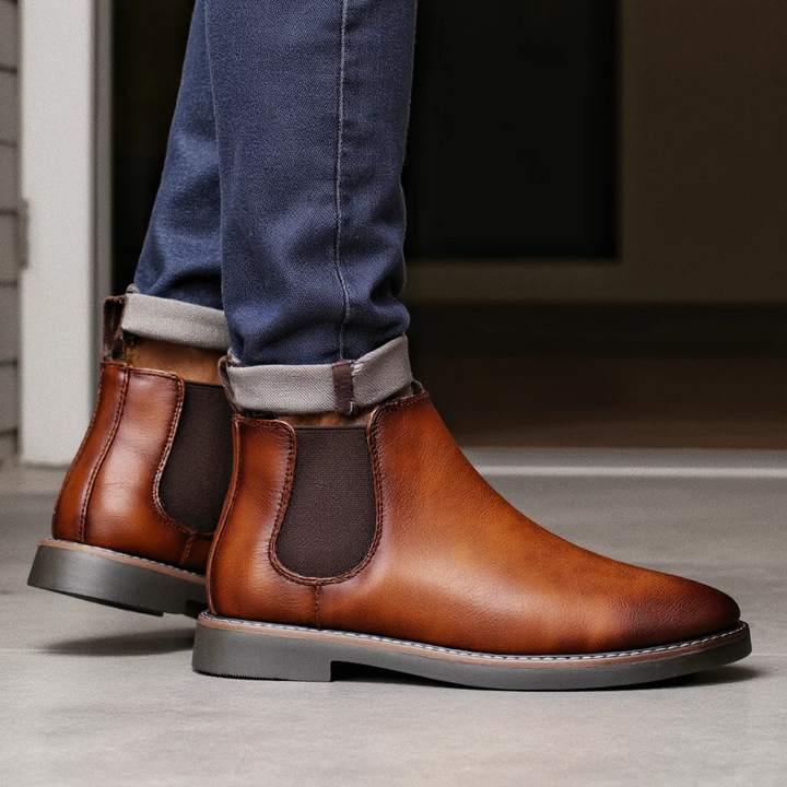 Mantova | Herre klassisk Retro Slip On Ankle læder Chelsea-støvler