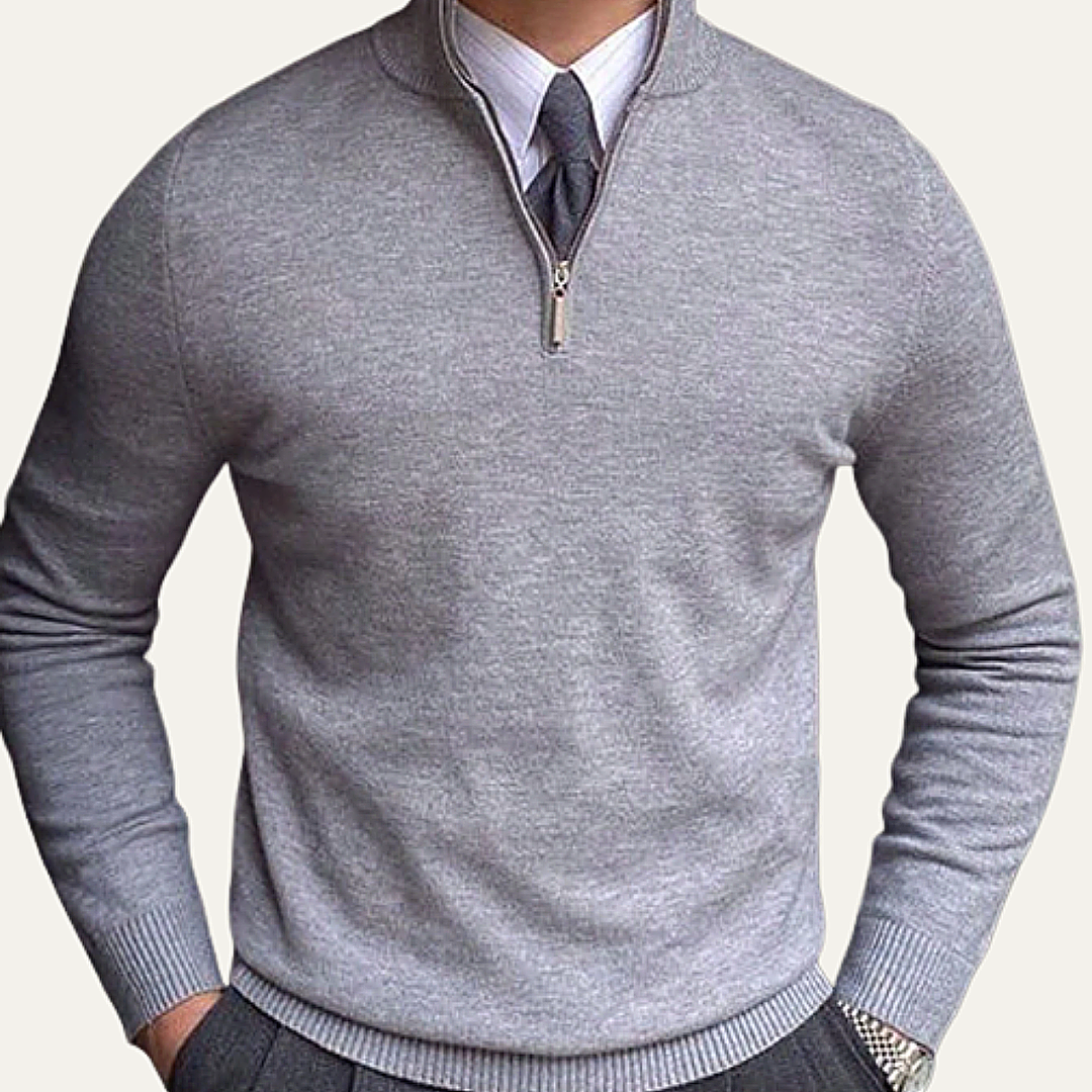Brookline Ridge herre klassisk Mock Neck halv lynlås kashmir trøje