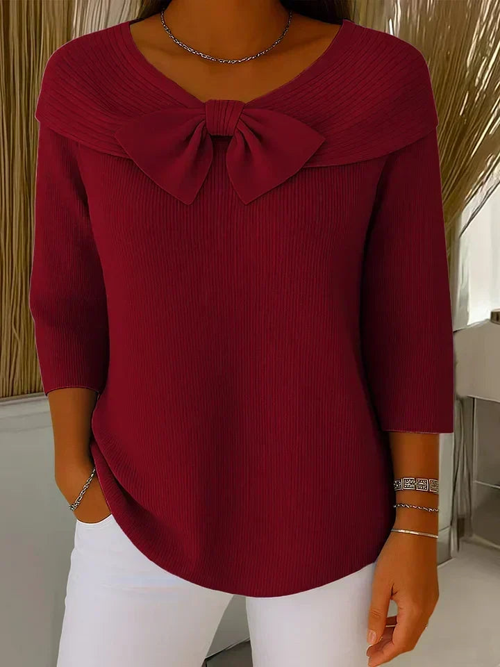 Tivella™ | Sweater med sløjfe og rund halsudskæring — 4