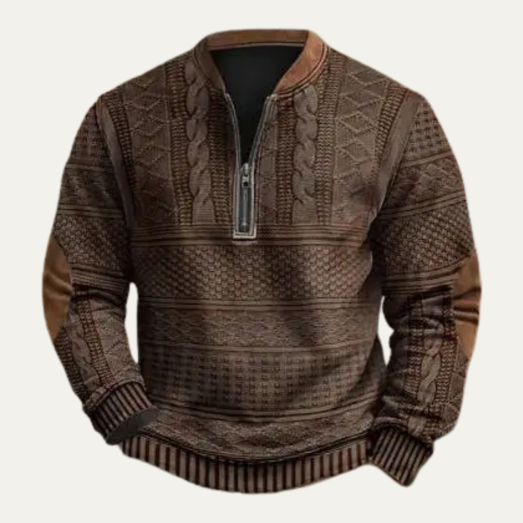 Alderford | Herre trendy strik Patterned halv lynlås trøje