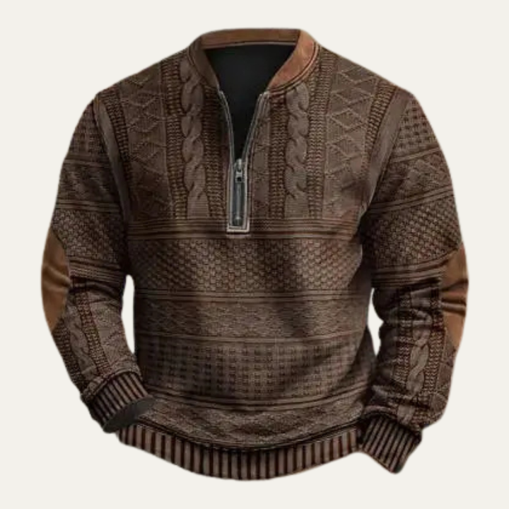 Alderford | Herre trendy strik Patterned halv lynlås trøje