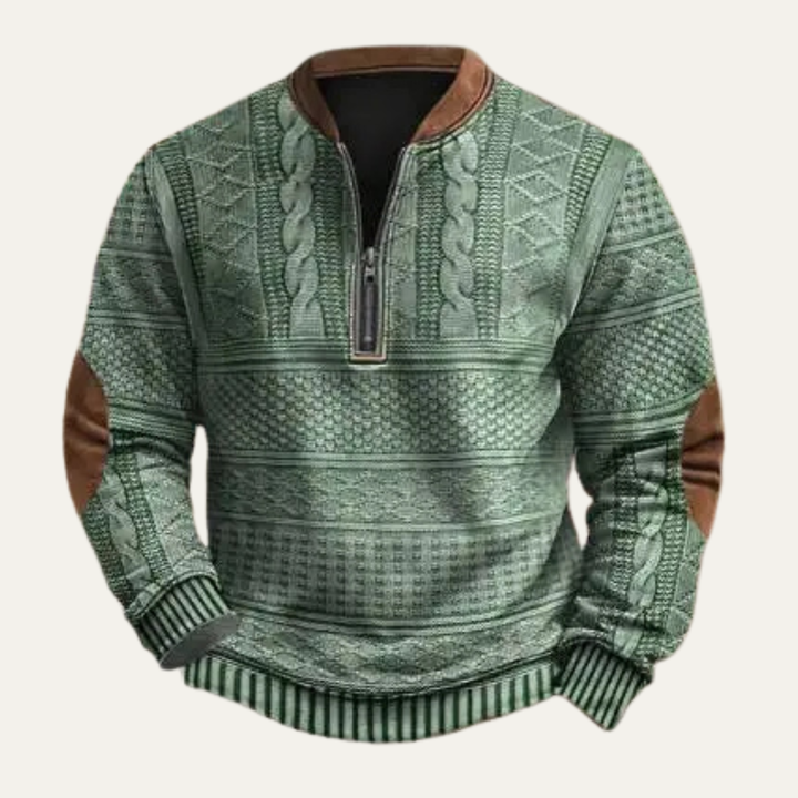 Alderford | Herre trendy strik Patterned halv lynlås trøje