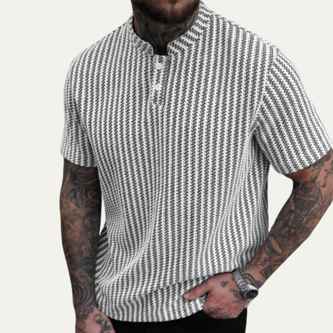 Freja Andersen | Herre afslappet tekstureret sommer poloshirt