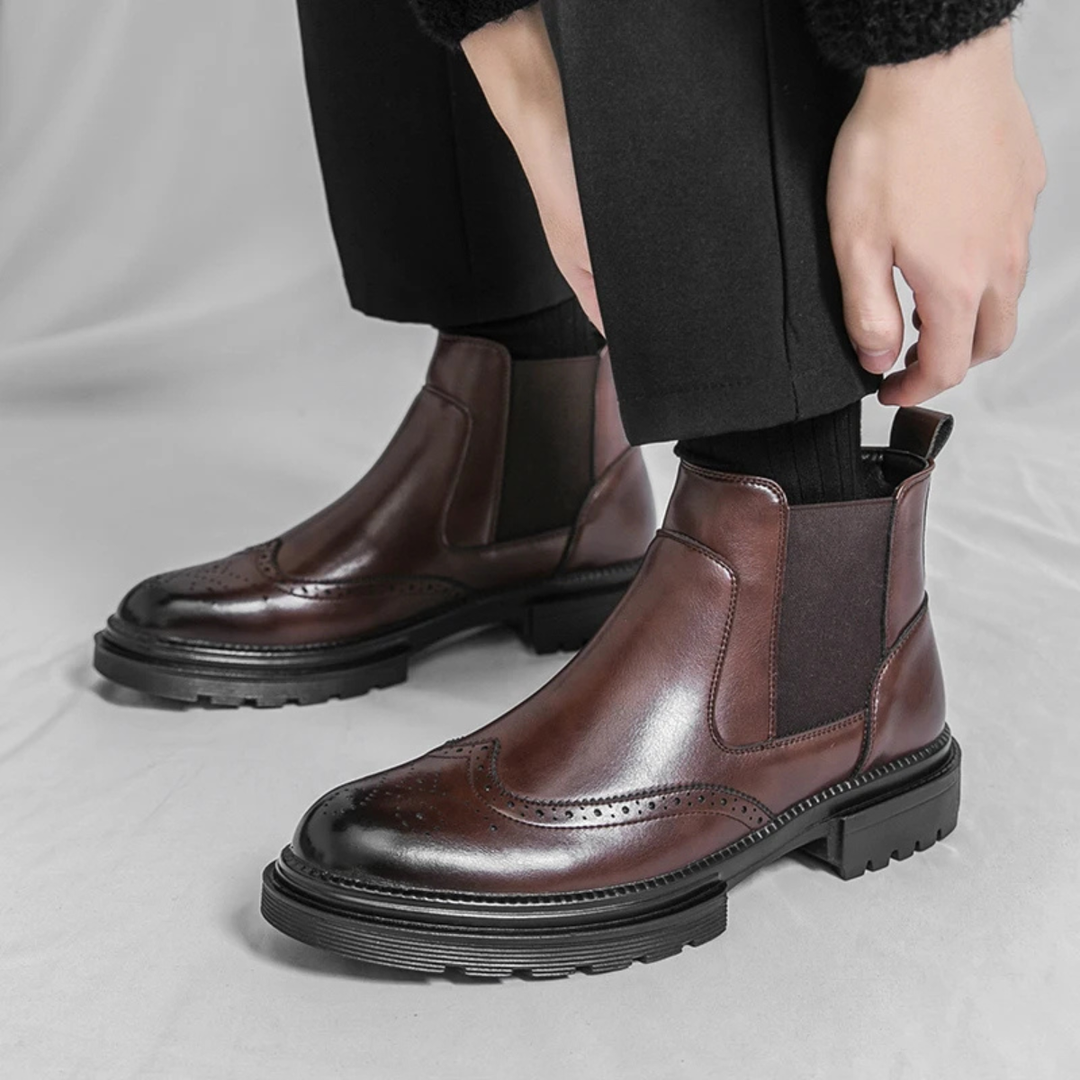Sarzana | Herre vintage Anti Slip Sole læder Chelsea-støvler