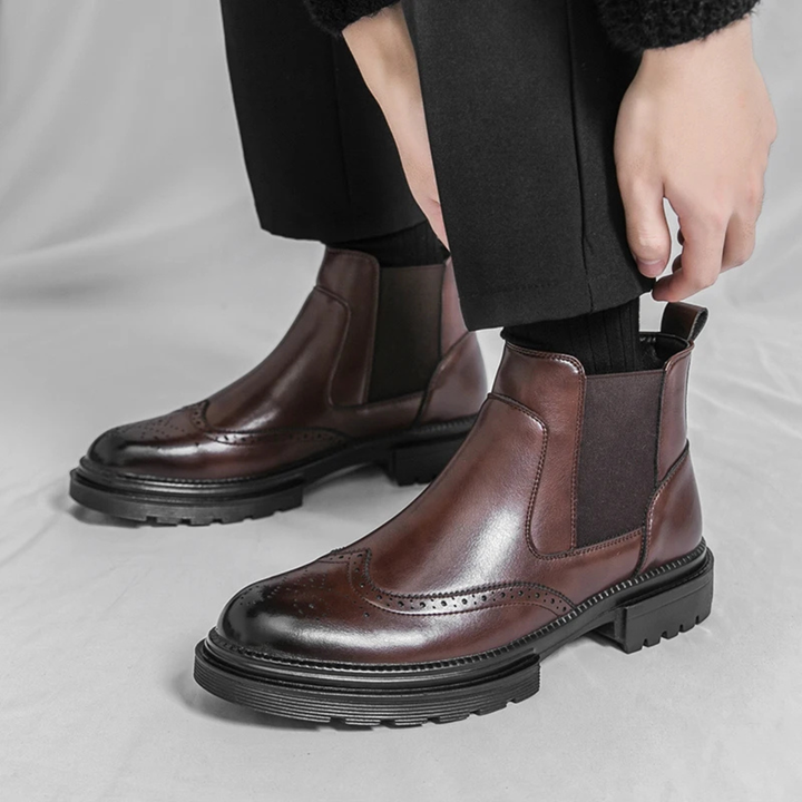 Sarzana | Herre vintage Anti Slip Sole læder Chelsea-støvler
