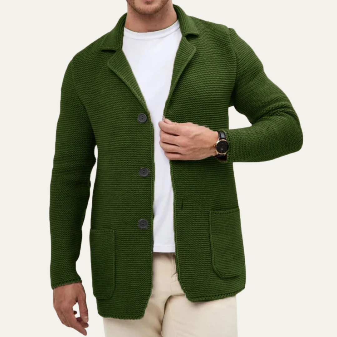 Freja Andersen | Herre strikket knap Down blazer cardigan