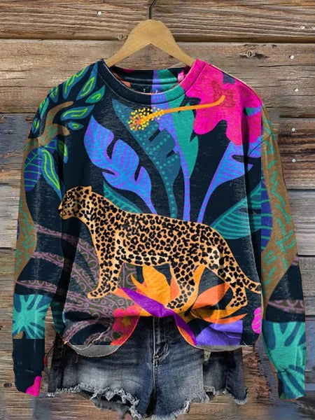 Sweater med rund hals og stilfuldt print — 2