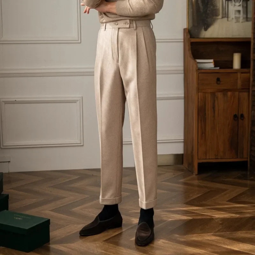 Freja Andersen | Herre High Waisted uld slim fit skræddersyet pæne bukser