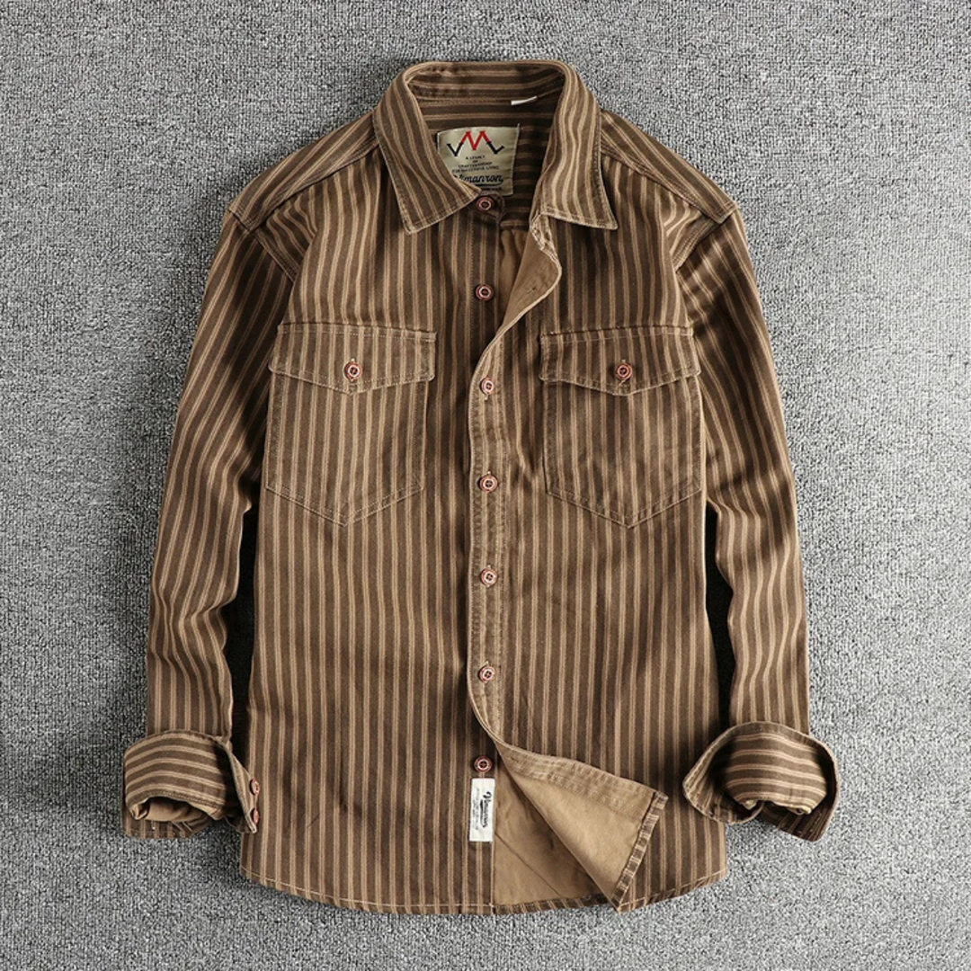 Stratford Hill herre Retro afslappet knaplukning stribet skjorte