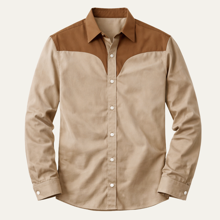 Freja Andersen | Herre Two-Tone Patchwork Western Retro denim skjorte