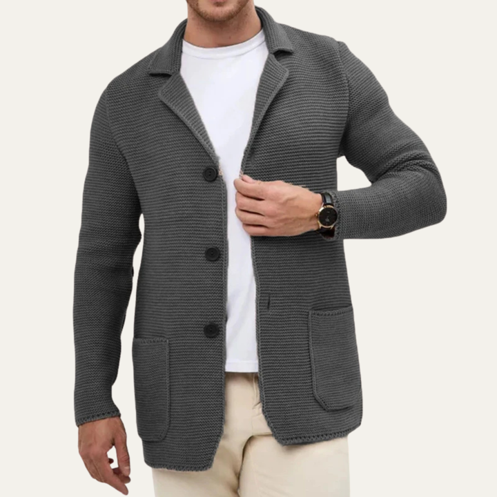 Freja Andersen | Herre strikket knap Down blazer cardigan