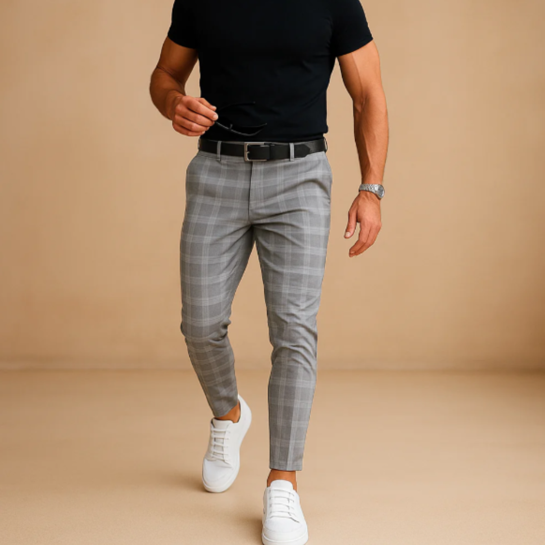 Freja Andersen | Herre stilren afslappet Checked slim fit bukser
