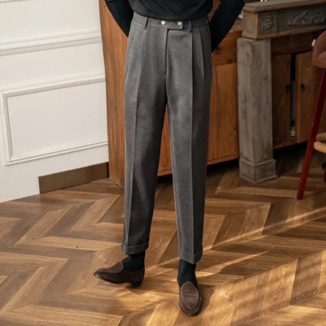 Freja Andersen | Herre High Waisted uld slim fit skræddersyet pæne bukser