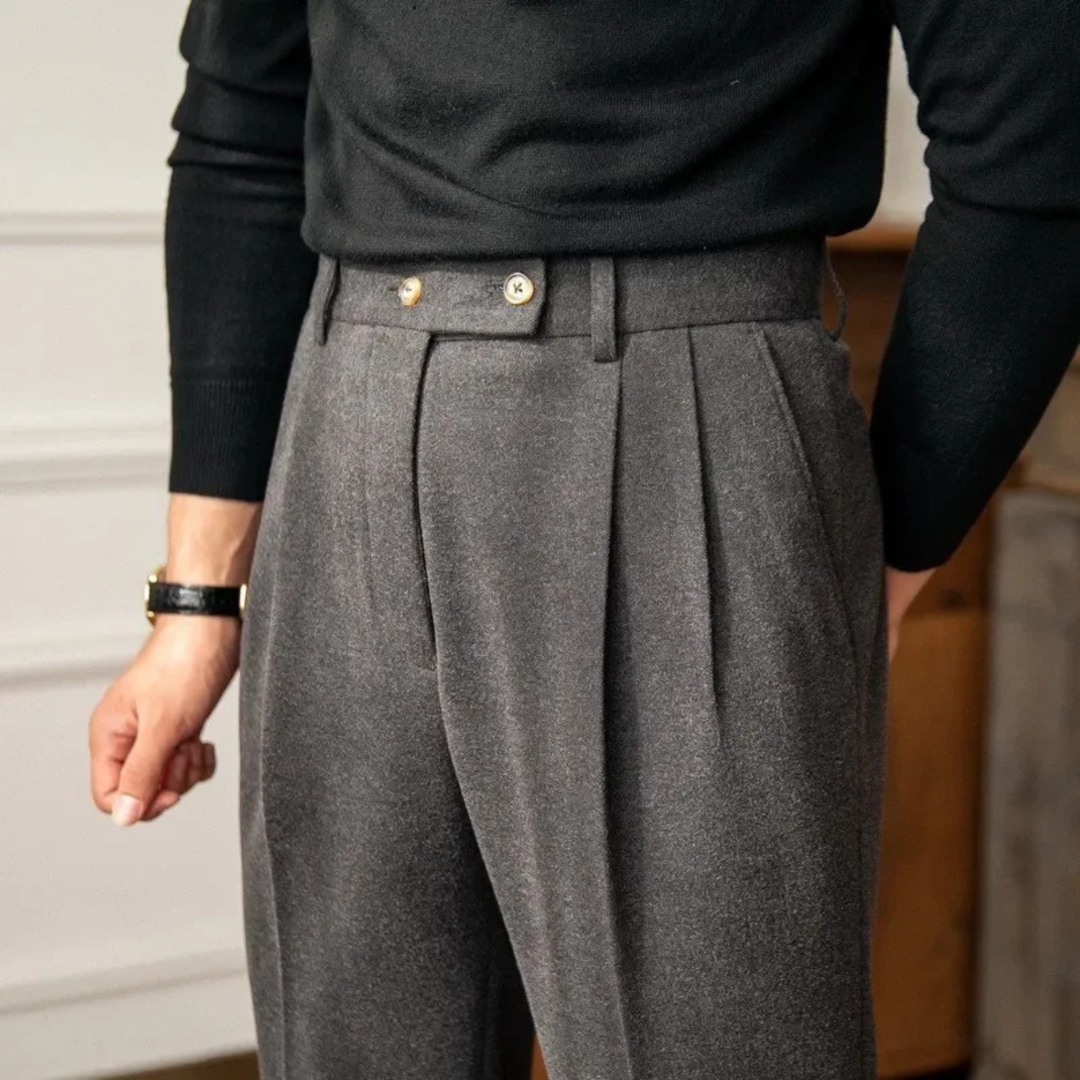 Freja Andersen | Herre High Waisted uld slim fit skræddersyet pæne bukser