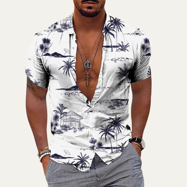 Maple Gate herre Holiday Tropical Coconut mønster Hawaiian Beach skjorte