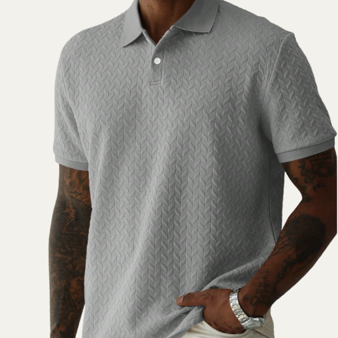 Freja Andersen | Herre afslappet tekstureret sommer poloshirt