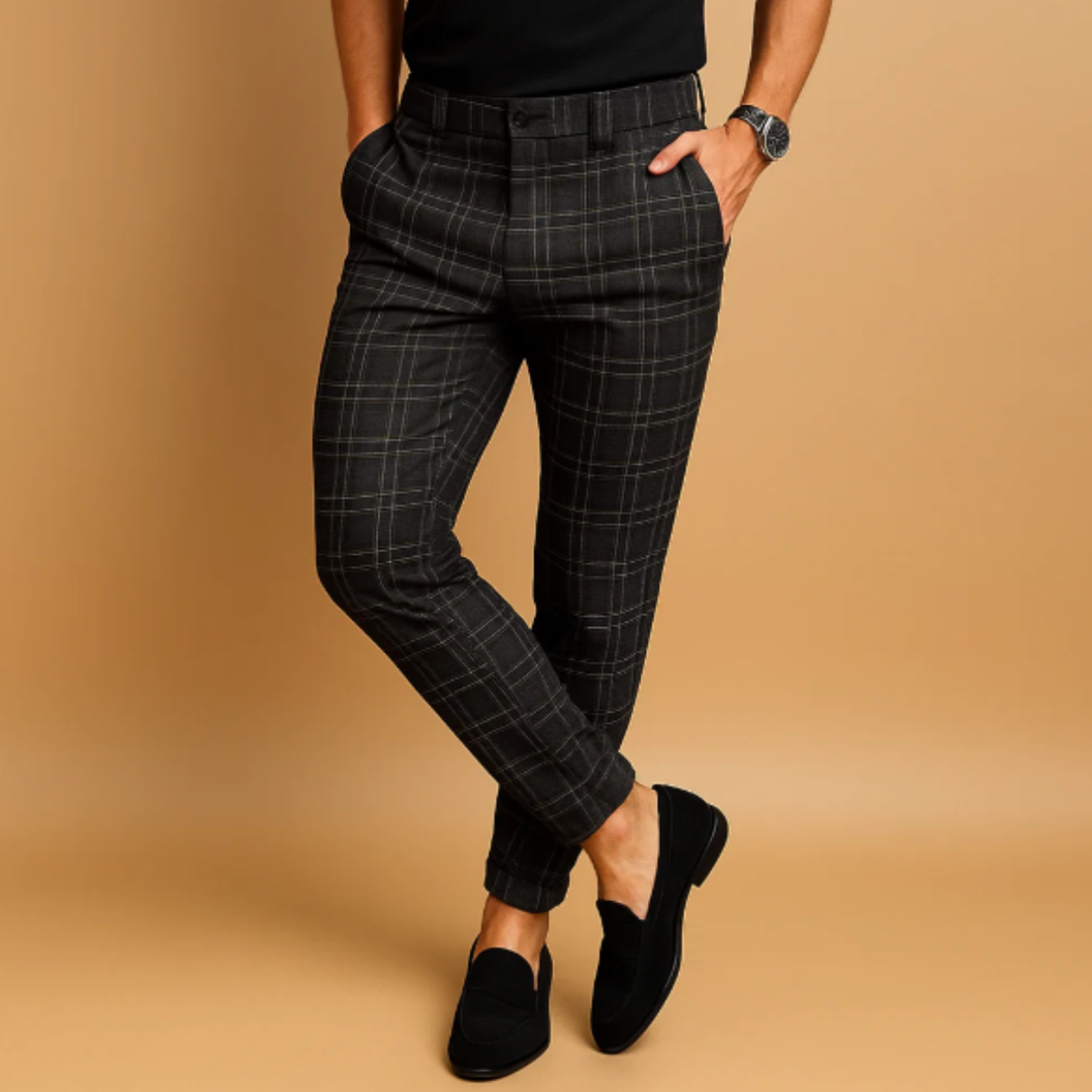 Freja Andersen | Herre stilren afslappet Checked slim fit bukser