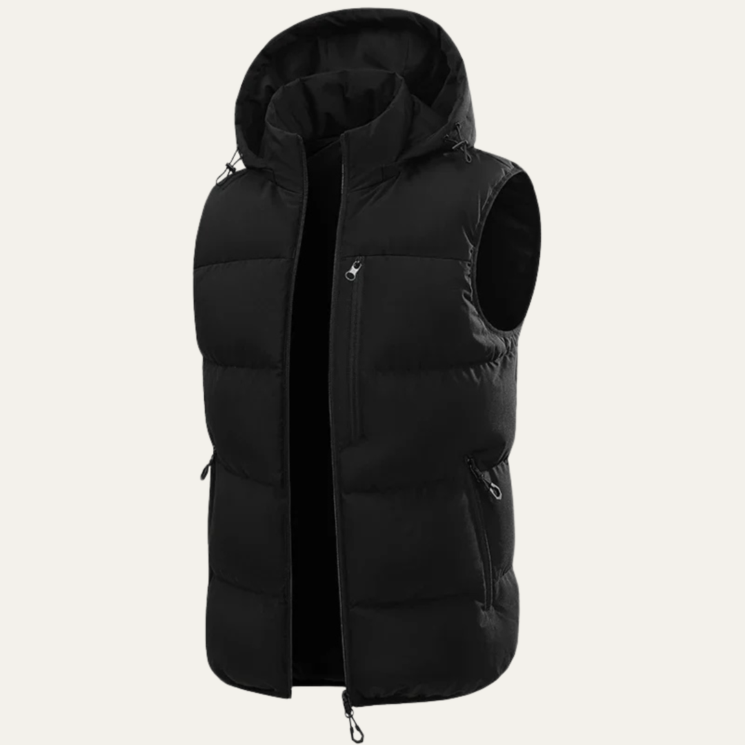 Freja Andersen | Herre varm med hætte vinter puffer Gilet med Zip Pockets