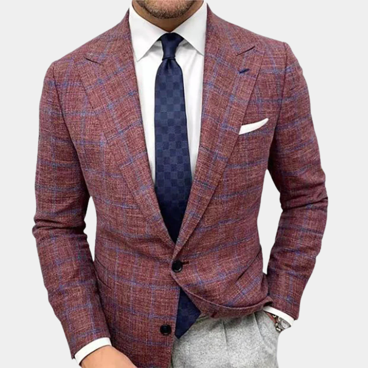 Freja Andersen | Herre klassisk skræddersyet pasform jakkesæt Plaid blazer