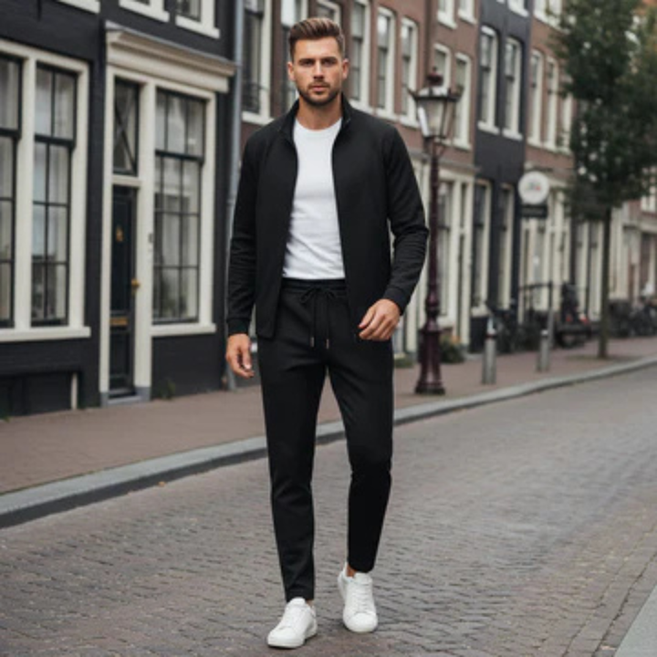 Freja Andersen | Herre Premium Tracksuit - moderne pasform Zip Up jakke and Joggers
