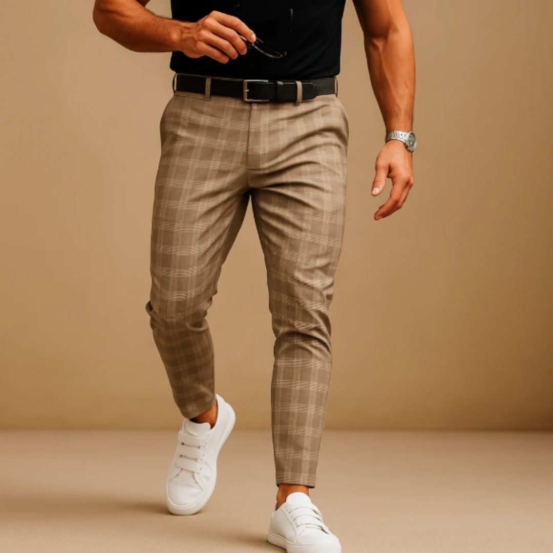 Freja Andersen | Herre stilren afslappet Checked slim fit bukser