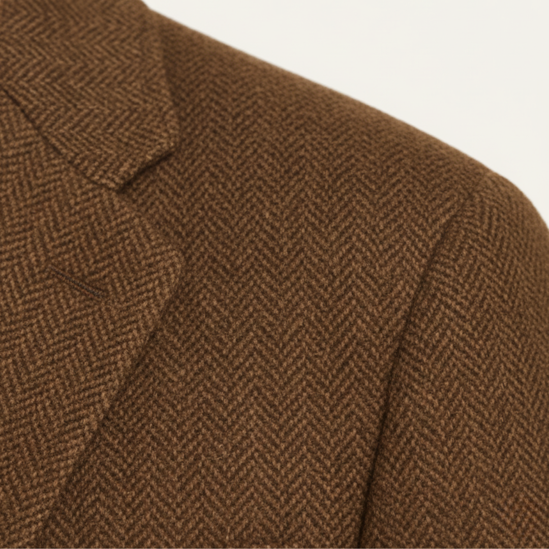 Freja Andersen | Herre brun stilren afslappet tweed blazer frakke