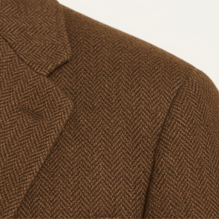Freja Andersen | Herre brun stilren afslappet tweed blazer frakke