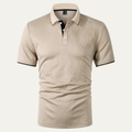 Freja Andersen | Herre abrikosfarvet tekstureret elegant poloshirt