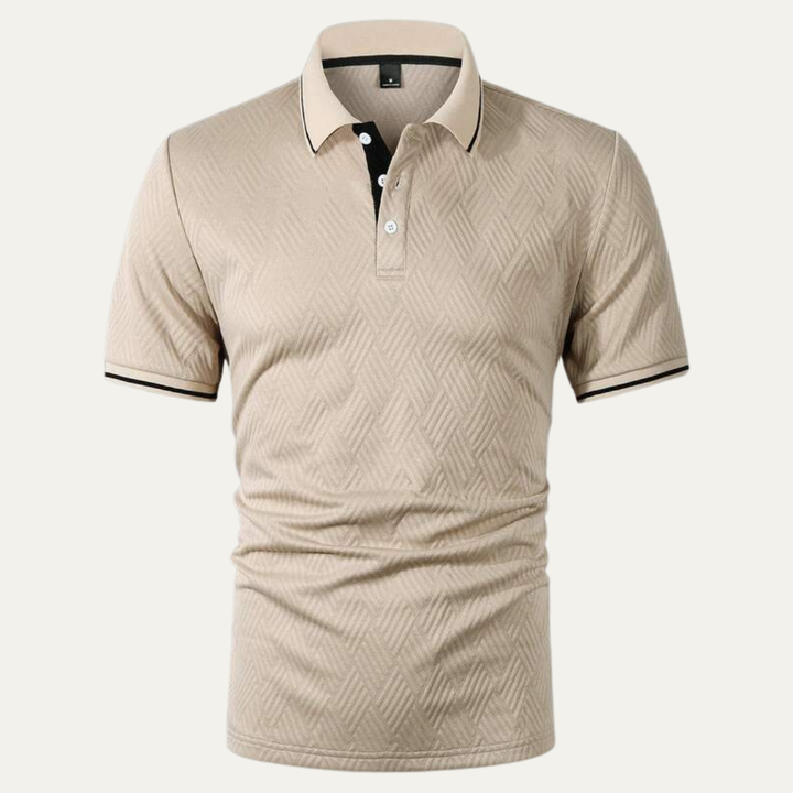 Freja Andersen | Herre abrikosfarvet tekstureret Elegant poloshirt