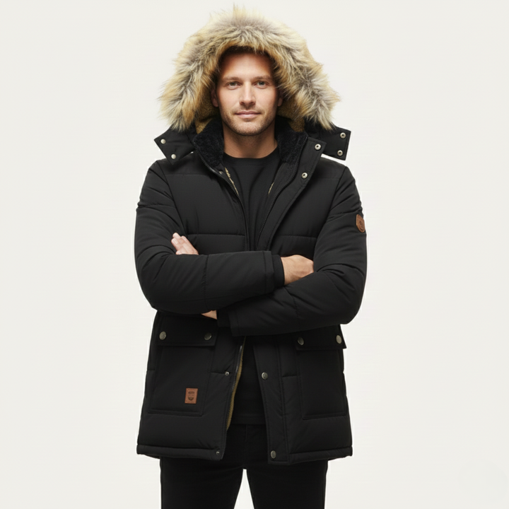 Freja Andersen | Herre Windproof fleeceforet med hætte vinter jakke