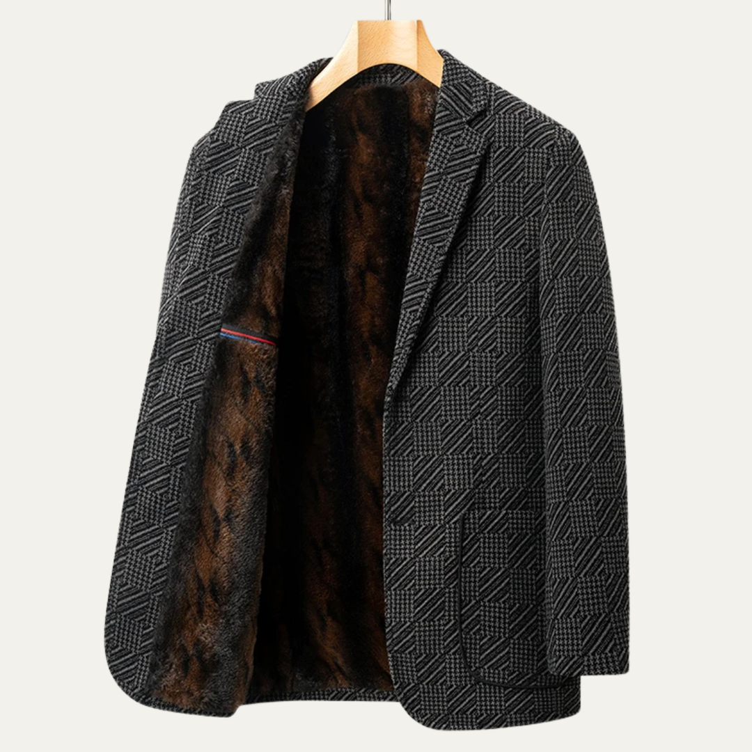 Freja Andersen | Herre varm fleeceforet tekstureret vinter blazer