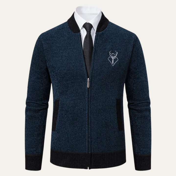 Clapham | Herre Embroidered stilren strik Zip trøje