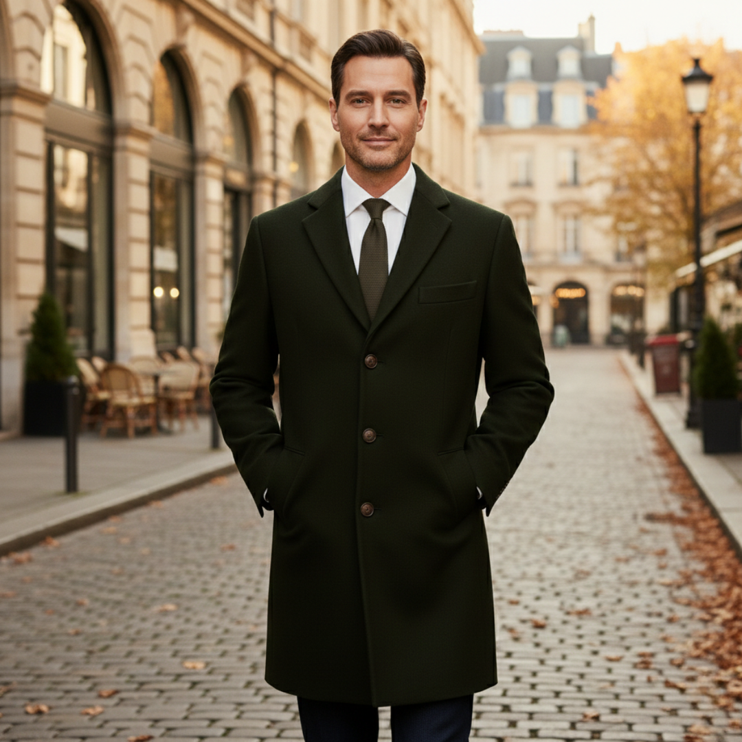 Freja Andersen | Herre stilren enkeltknappet uldblanding Overcoat