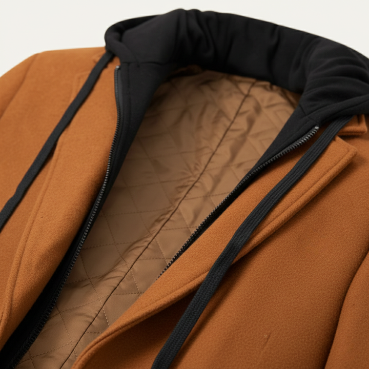 Freja Andersen | Herre med hætte uld Overcoat med quiltet Lining