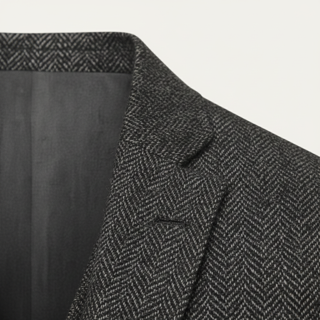 Freja Andersen | Herre tweed 3 Piece jakkesæt - slim fit sildeben jakke, Vest & bukser