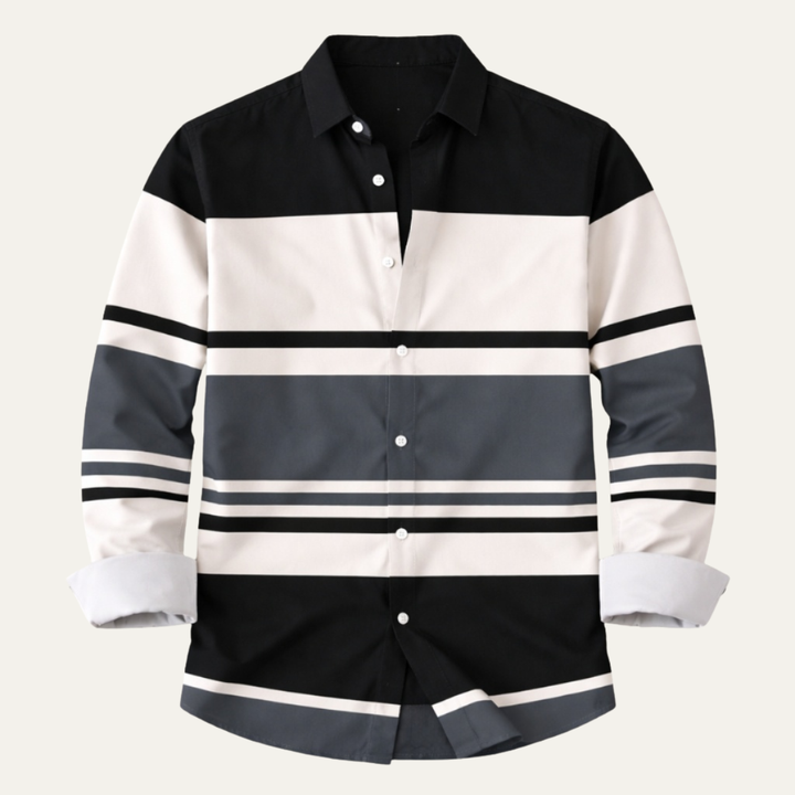 Freja Andersen | Herre moderne farveblok stribet trendy skjorte