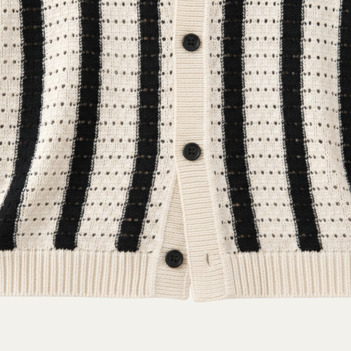 Freja Andersen | Herre åndbar stribet strikket poloshirt