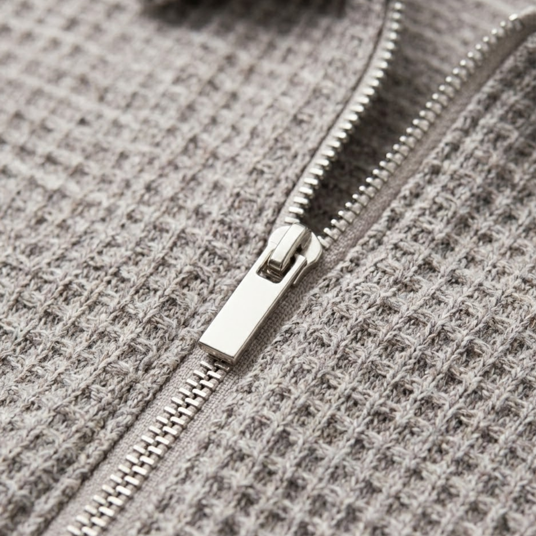 Freja Andersen | Herre Waffle strik halv lynlås poloshirt