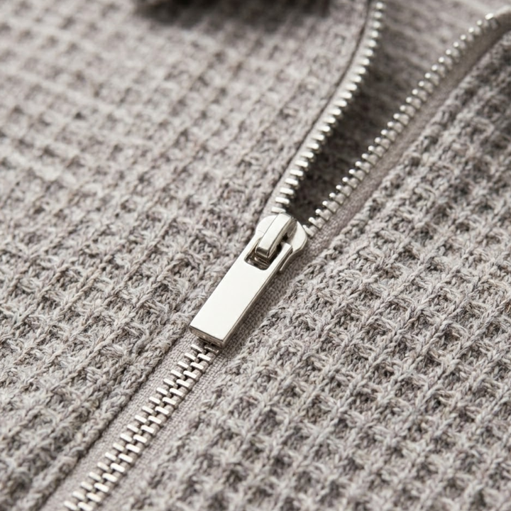 Freja Andersen | Herre Waffle strik halv lynlås poloshirt