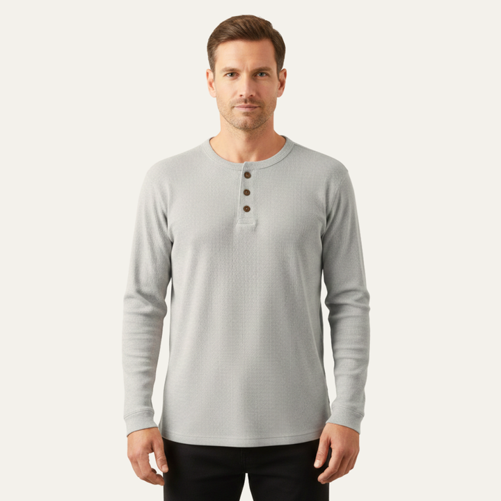 Glenhurst Park herre slim fit Thermal bomuld Waffle strik Henley skjorte