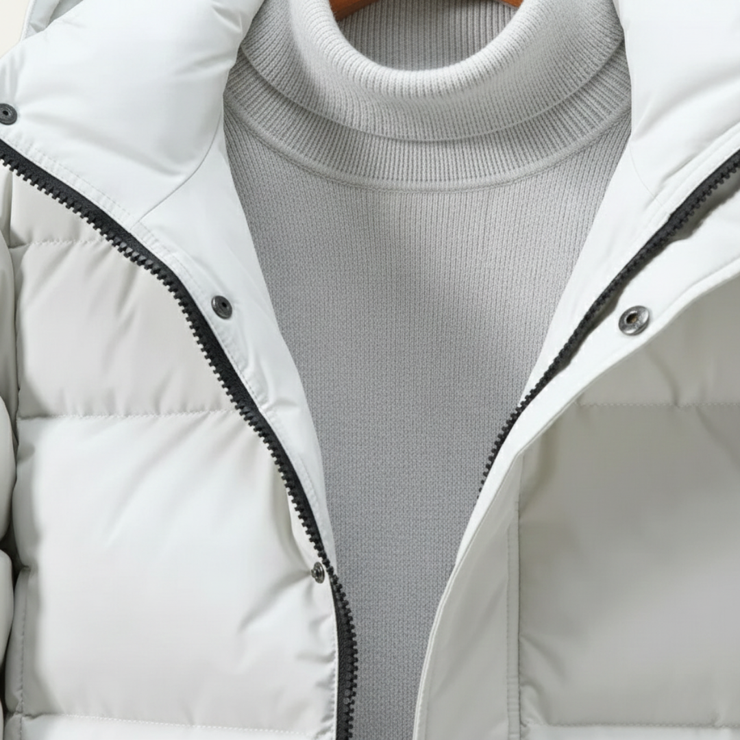 Freja Andersen | Herre med hætte Longline sort puffer frakke