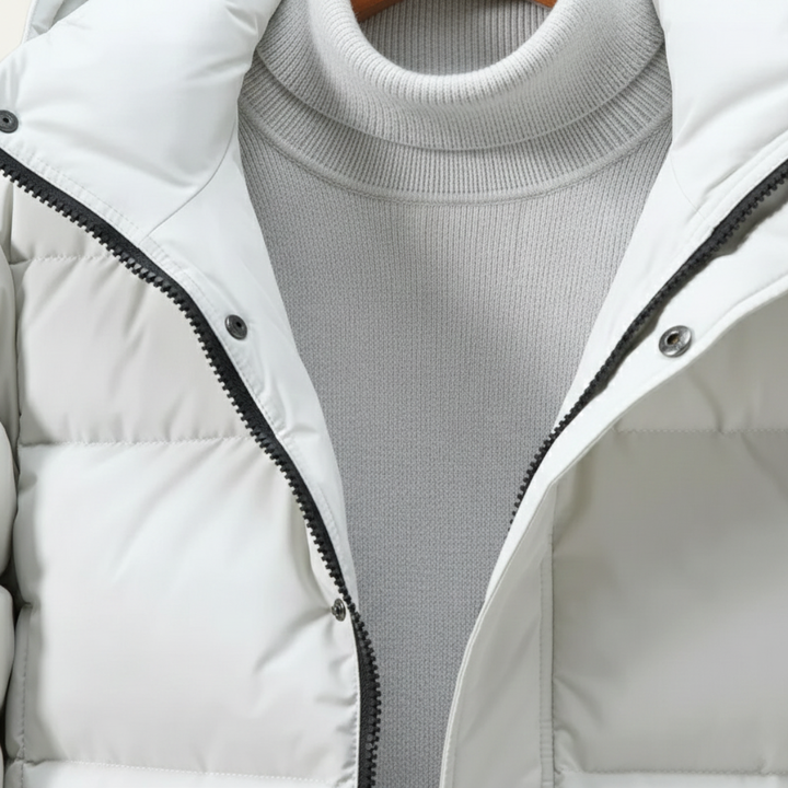 Freja Andersen | Herre med hætte Longline sort puffer frakke