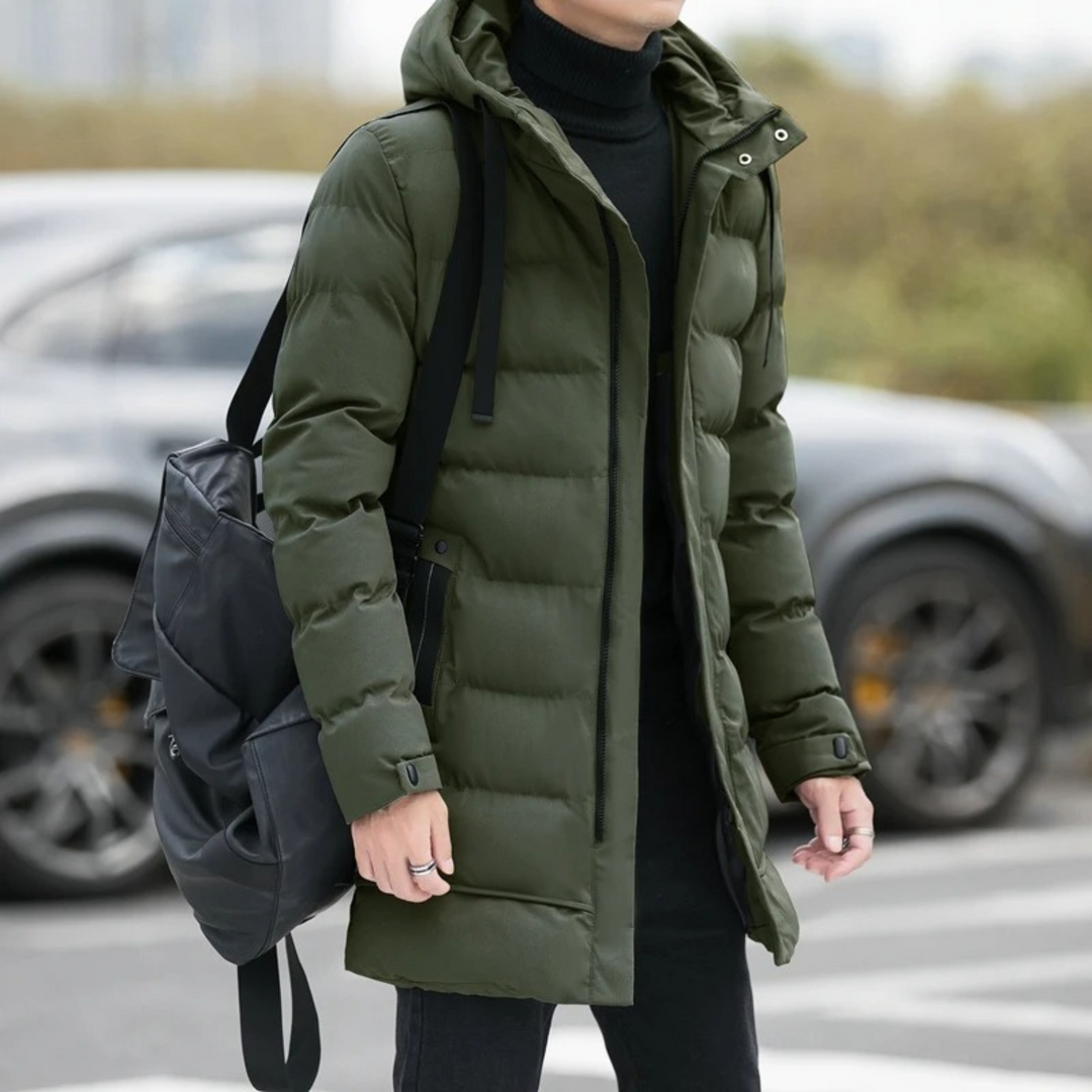 Freja Andersen | Herre Stylish Longline sort puffer frakke