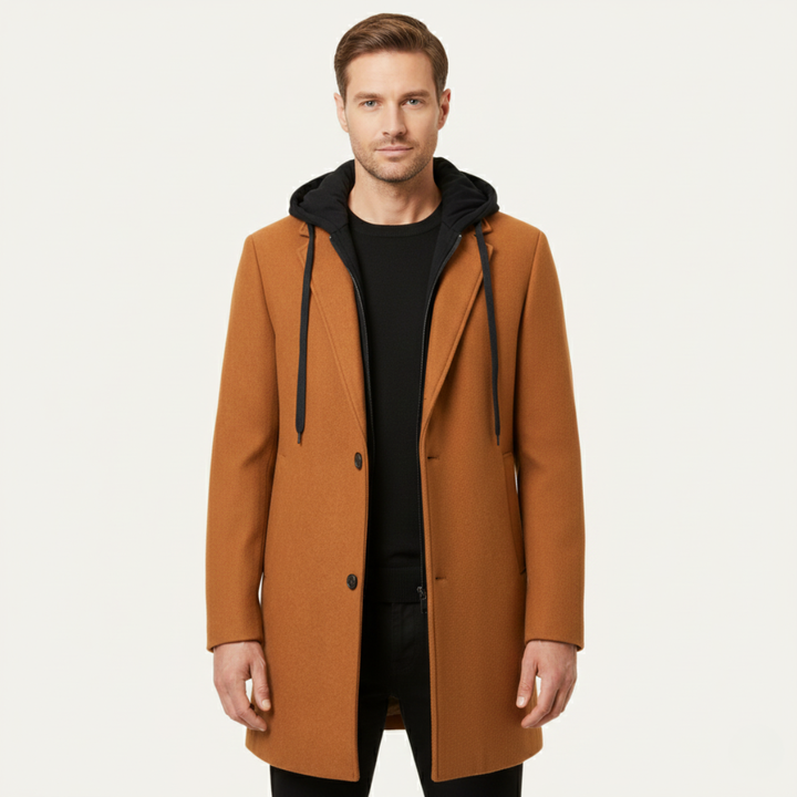 Freja Andersen | Herre med hætte uld Overcoat med quiltet Lining